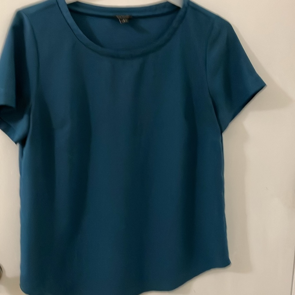 LOFT Deep Teal Short Sleeve Top - Picture 2 of 4